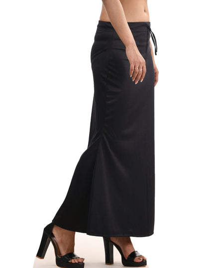 Fish Cut Stretchable Saree Shapewear Petticoat for Women (Black)