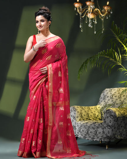 Cotton Silk Party Wear Saree Trendy Design Gulnaz Georgette Chiffon Cotton Saree (Pink)