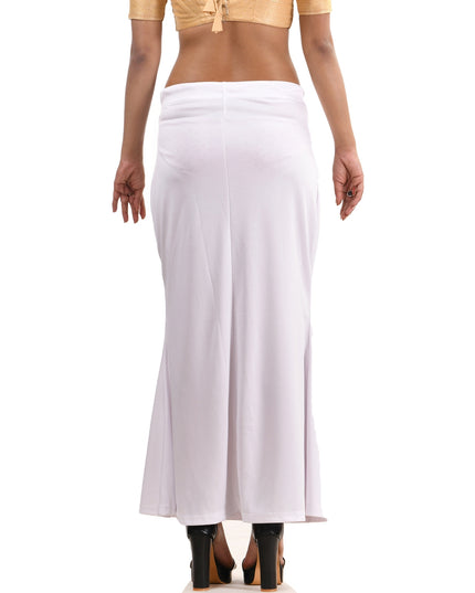 Fish Cut Stretchable Saree Shapewear Petticoat for Women (White)