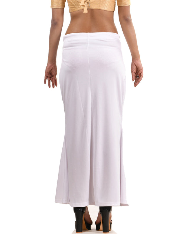 Fish Cut Stretchable Saree Shapewear Petticoat for Women (White)