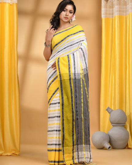 Women`s Traditional Bengali Bengamuri Pure Handloom Cotton Saree With Blouse Piece