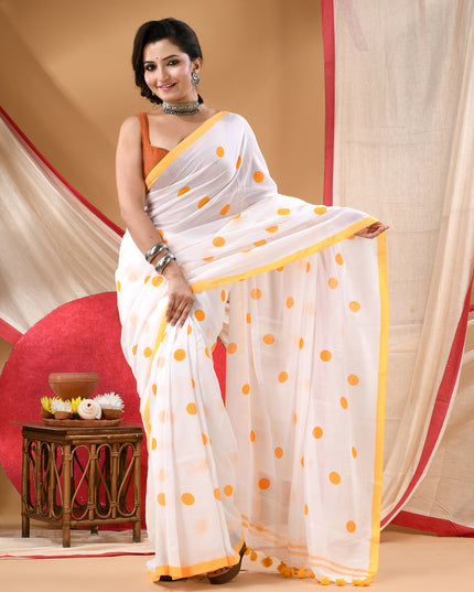 Women cotton silk tant handloom saree mysore party wear sarees latest design wedding handloom  sarees for women latest (Yellow)