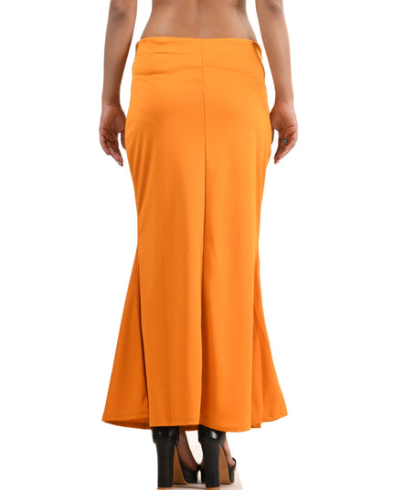 Fish Cut Stretchable Saree Shapewear Petticoat for Women (Orange)
