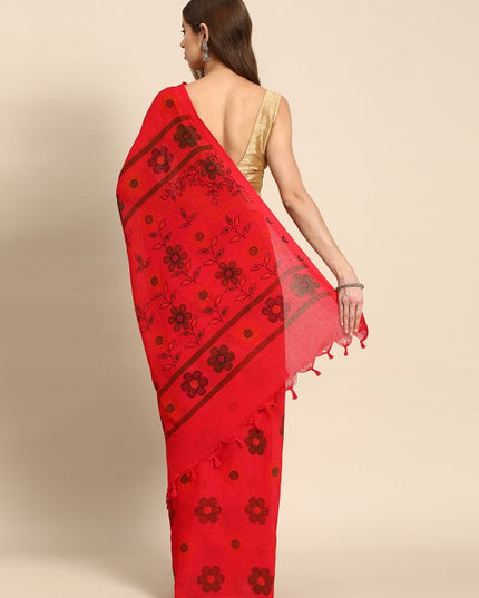 DESH BIDESH Floral Pure Cotton Taant Saree