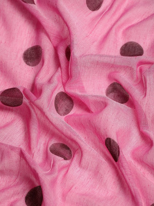 DESH BIDESH Polka Dots Pure Cotton Taant Saree