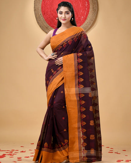 DESH BIDESH Ethnic Motifs Woven Design Pure Cotton Taant Saree