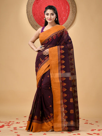 DESH BIDESH Ethnic Motifs Woven Design Pure Cotton Taant Saree