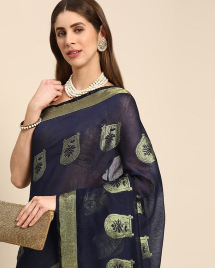 DESH BIDESH Ethnic Motifs Zari Taant Saree