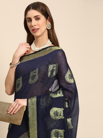 DESH BIDESH Ethnic Motifs Zari Taant Saree