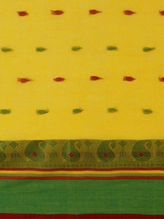 DESH BIDESH Woven Minakari Kolka Design Pure Cotton Bengal Taant Saree