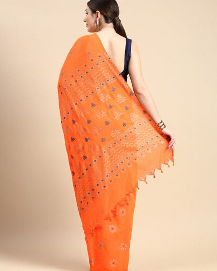 DESH BIDESH Woven Design Ethnic Motifs Pure Cotton Khadi Saree