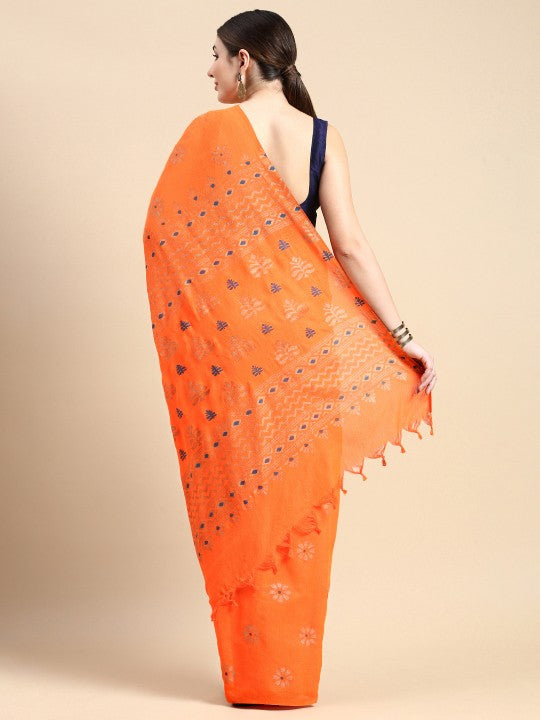 DESH BIDESH Woven Design Ethnic Motifs Pure Cotton Khadi Saree