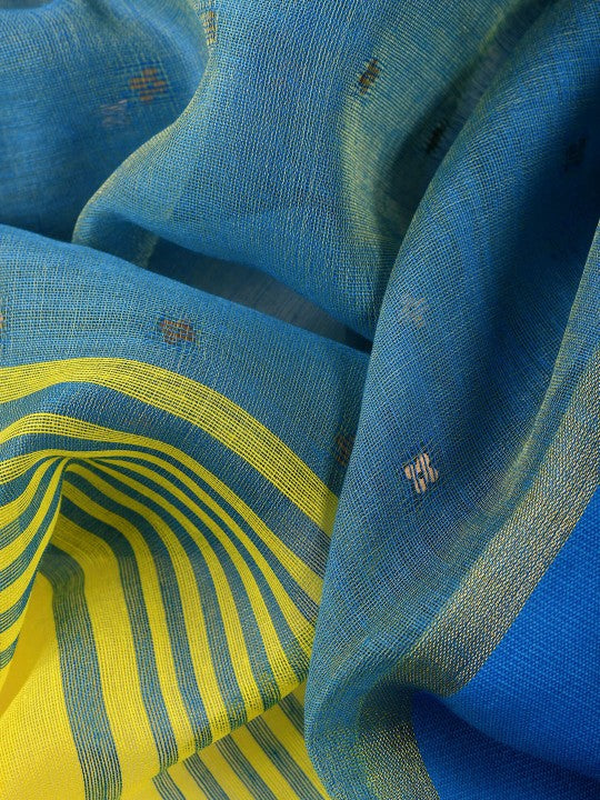 DESH BIDESH Embellished Sequinned Taant Cotton Silk Saree