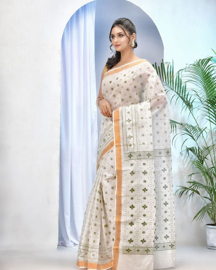 DESH BIDESH Printed Ethnic Motifs Pure Cotton Taant Saree