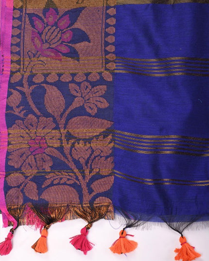 DESH BIDESH Floral Woven Dsign Zari Silk Cotton Taant Saree