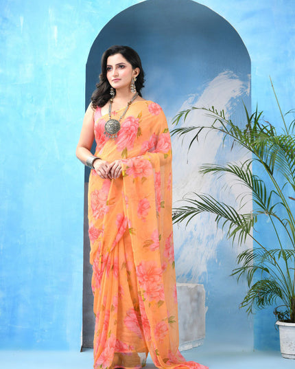 DESH BIDESH Floral Bandhani Saree