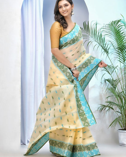 DESH BIDESH Ethnic Motifs Pure Cotton Taant Saree