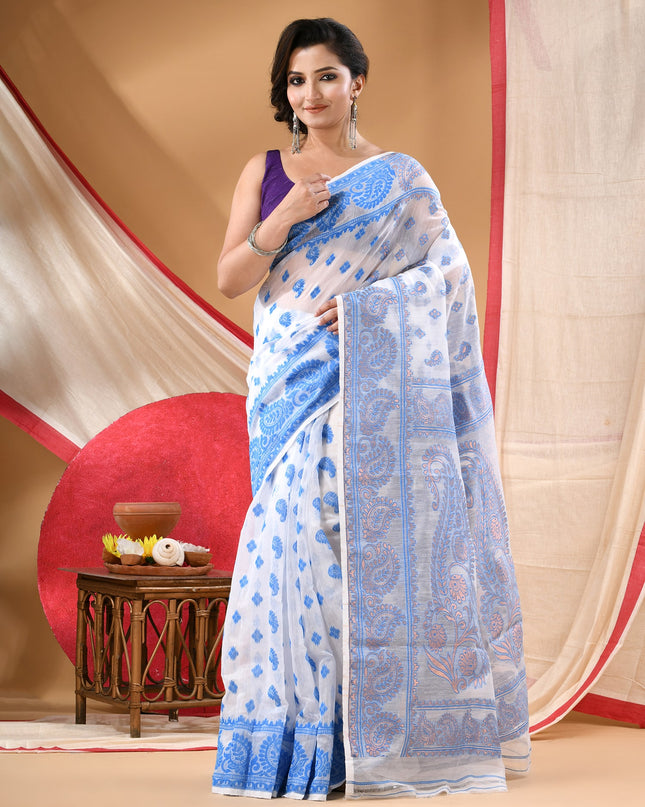 Women's Cotton silk handloom cotton jamdani sarees for women golden party, wear saree latest, Antaraal design new, collection tant cotton linen dhakai muslin sarees for women