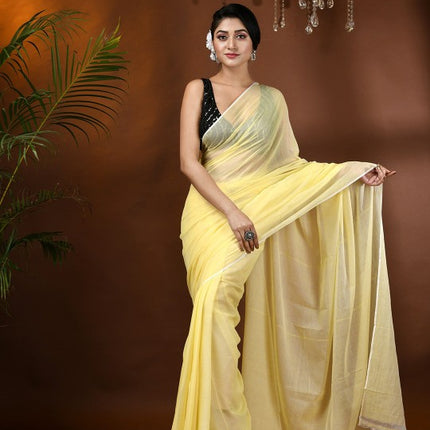 DESH BIDESH Solid Soft Mulmul Cotton Saree - Elegant, Lightweight, and Comfortable