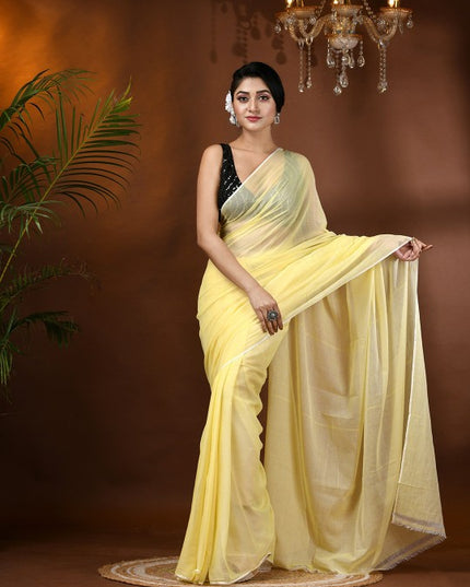 DESH BIDESH Solid Soft Mulmul Cotton Saree - Elegant, Lightweight, and Comfortable