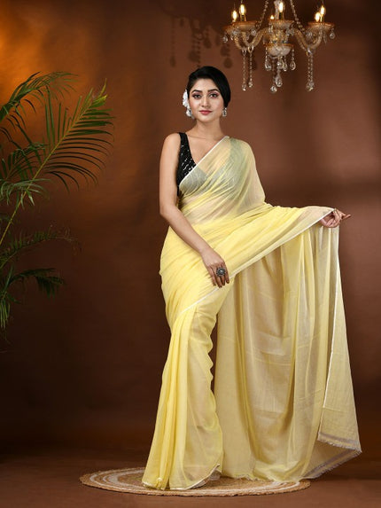 DESH BIDESH Solid Soft Mulmul Cotton Saree - Elegant, Lightweight, and Comfortable