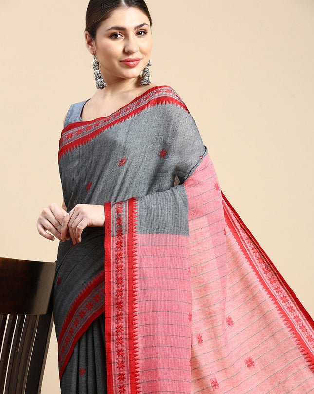 DESH BIDESH Woven Design Ethnic Motifs Pure Cotton Taant Saree