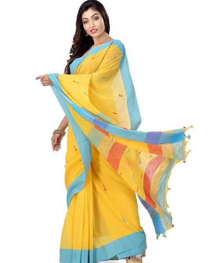 DESH BIDESH Woven Design Pure Cotton Traditional Taant Saree