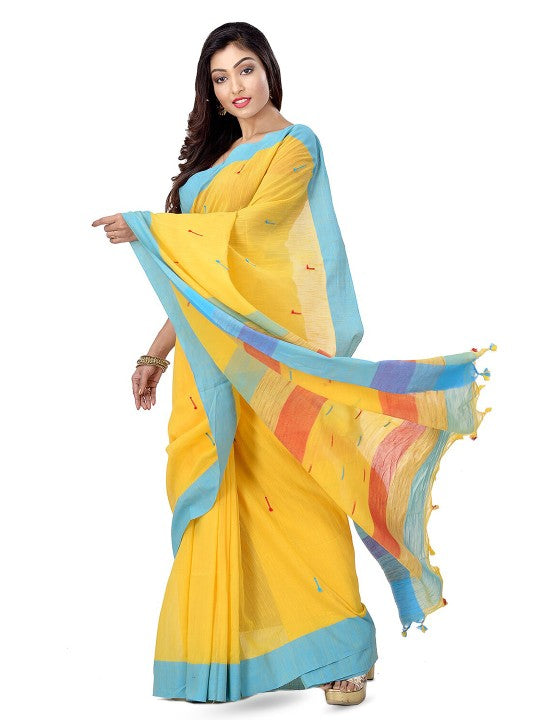 DESH BIDESH Woven Design Pure Cotton Traditional Taant Saree