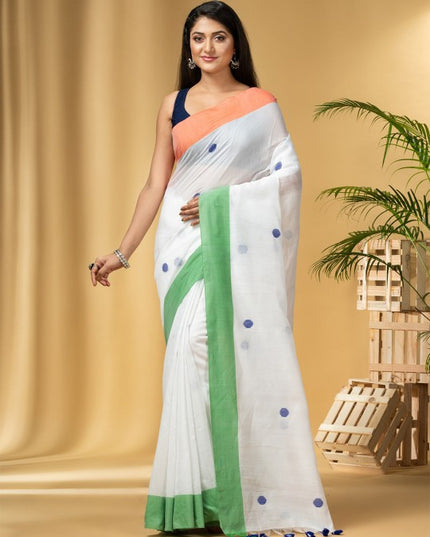 DESH BIDESH Women's Luxurious Pure Handloom Cotton Saree with Unstitched Blouse Piece