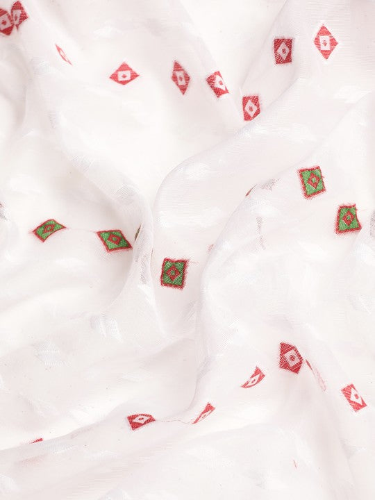DESH BIDESH Ethnic Motifs Pure Cotton Jamdani Saree