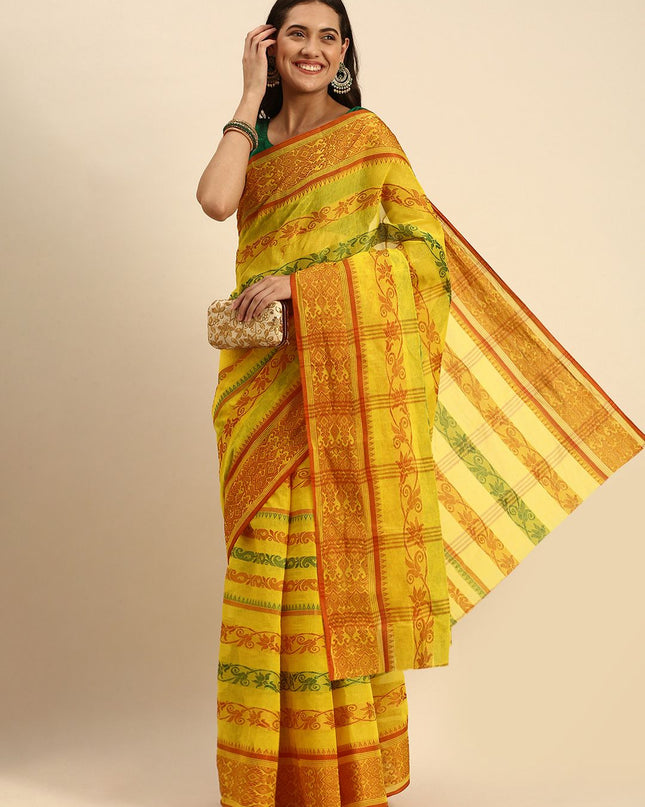 DESH BIDESH Woven Design Pure Cotton Taant Saree