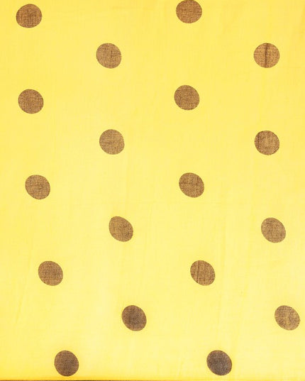 DESH BIDESH Yellow & Black Polka Dot Pure Cotton Taant Saree