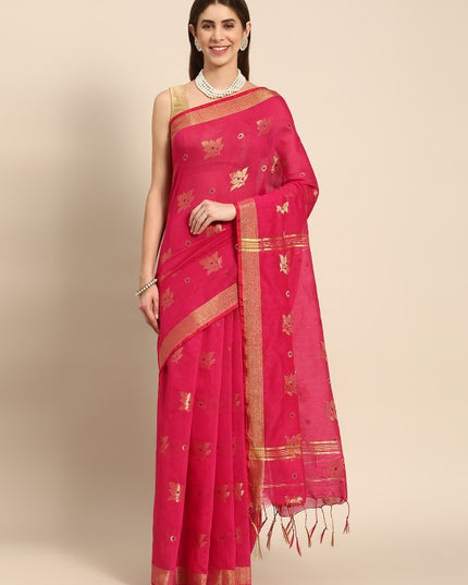 DESH BIDESH Floral Zari Taant Saree