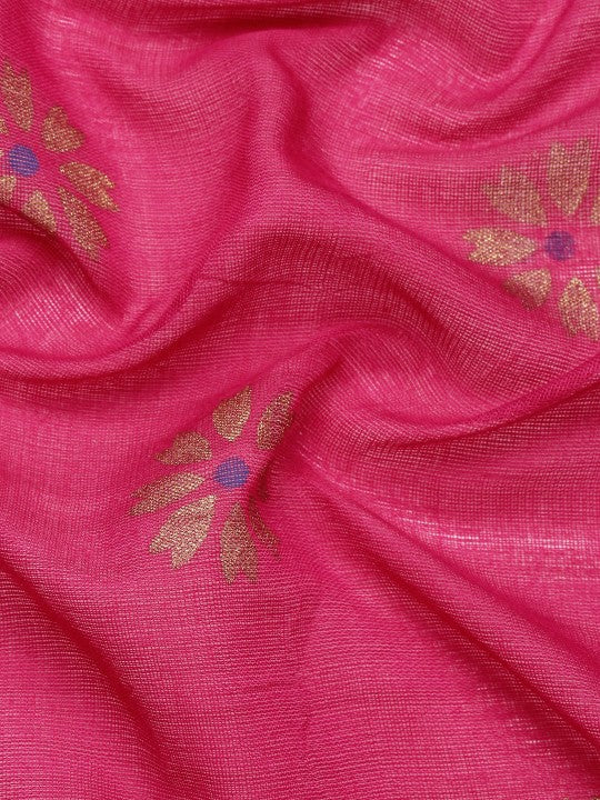 DESH BIDESH Woven Design Floral Pure Cotton Khadi Saree