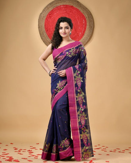 Exquisite Paisley Woven Design Pure Cotton Taant Saree for Women