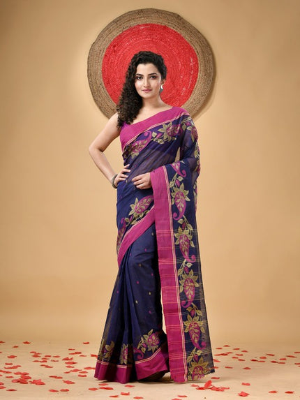 Exquisite Paisley Woven Design Pure Cotton Taant Saree for Women
