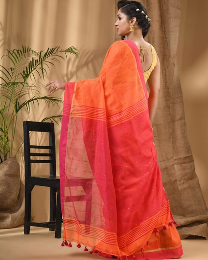 DESH BIDESH Embellished Sequinned Taant Saree