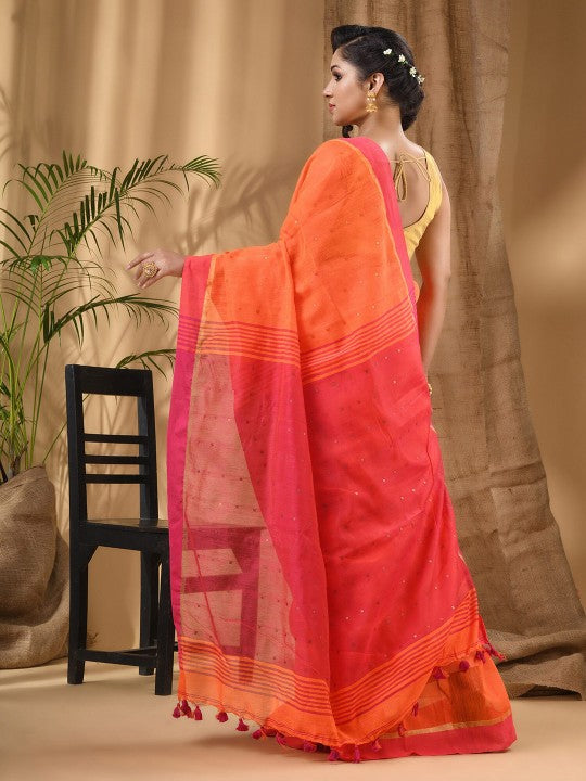 DESH BIDESH Embellished Sequinned Taant Saree