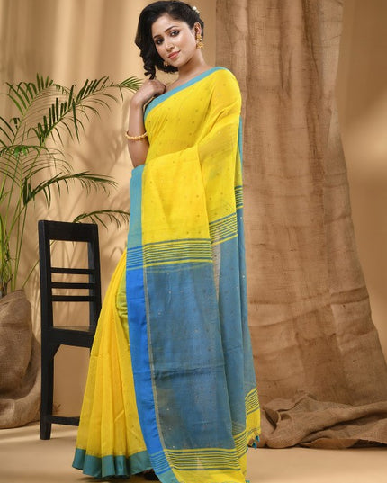 DESH BIDESH Embellished Sequinned Taant Cotton Silk Saree