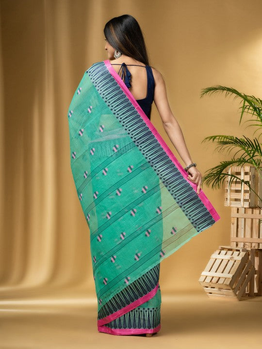 DESH BIDESH Ethnic Motifs Woven Design Pure Cotton Taant Saree