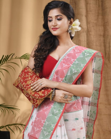 DESH BIDESH Ethnic Motif Woven Design Pure Cotton Taant Saree