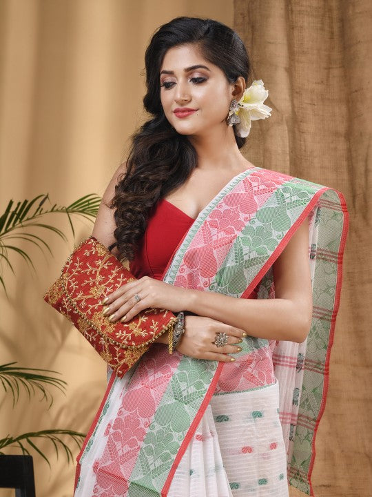 DESH BIDESH Ethnic Motif Woven Design Pure Cotton Taant Saree