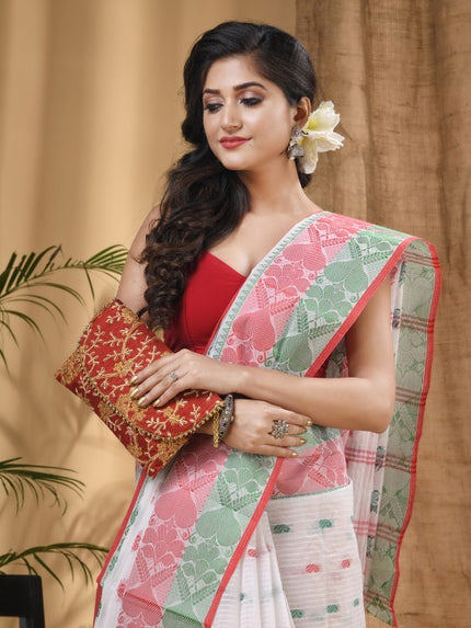 DESH BIDESH Ethnic Motif Woven Design Pure Cotton Taant Saree