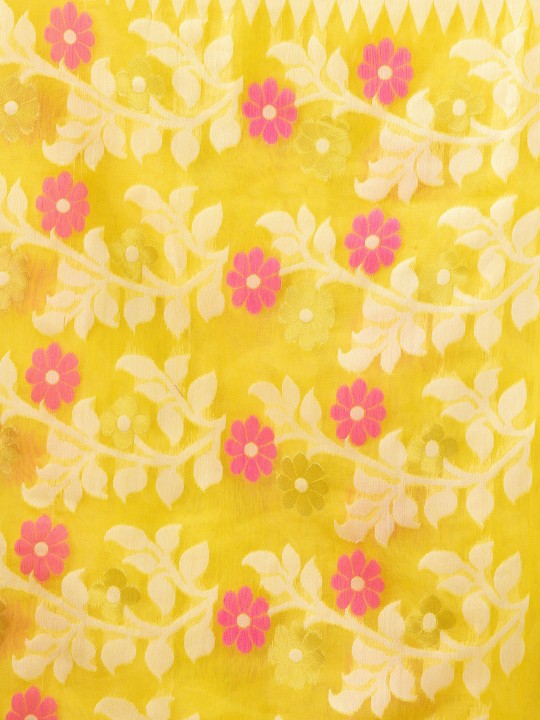 DESH BIDESH Floral Woven Design Pure Cotton Jamdani Saree