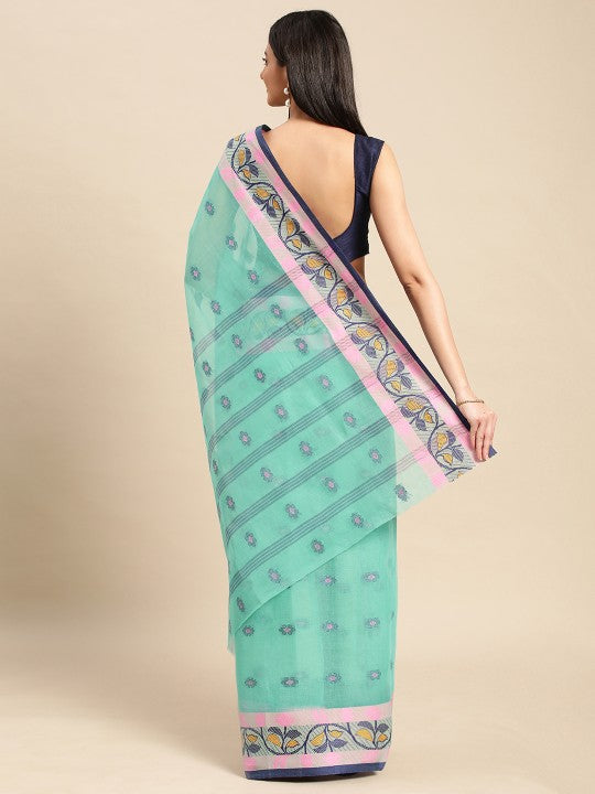 DESH BIDESH Ethnic Motifs Pure Cotton Taant Saree