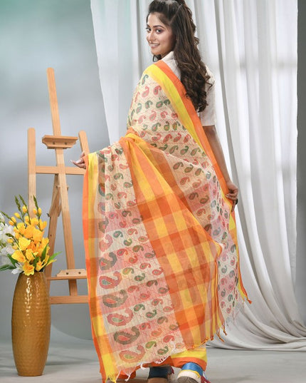 DESH BIDESH Paisley Printed Pure Cotton Taant Saree