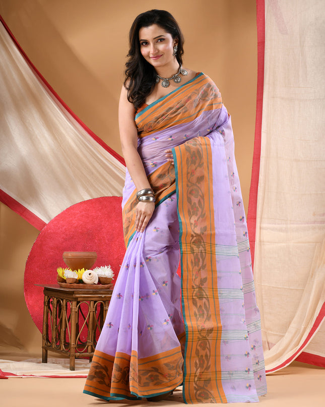 Women Tant cotton saree for woman party, wear handloom sarees for women cotton georgette chettinad cotton silk sarees for women latest, Vasantika design (Purple)