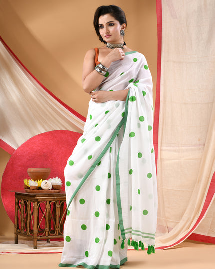 Women cotton silk tant handloom saree mysore party wear sarees latest design wedding handloom  sarees for women latest (Green)