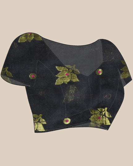 Cotton Silk Party Wear Saree Trendy Design Gulnaz Georgette Chiffon Cotton Saree (Black)