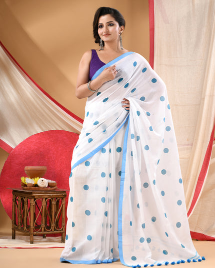 Women cotton silk tant handloom saree mysore party wear sarees latest design wedding handloom  sarees for women latest (Sky Blue)